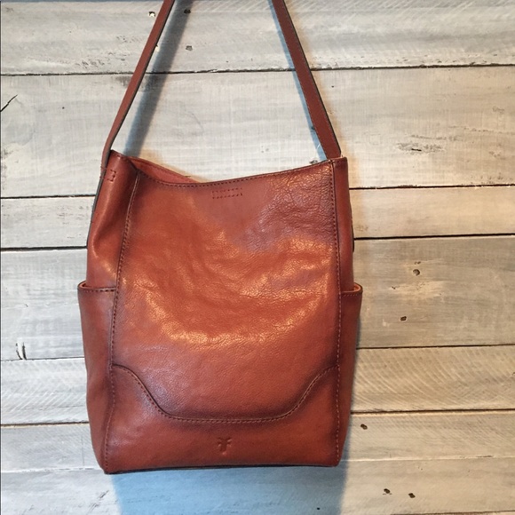 NWT Frye Leather Side Pocket Hobo Bag, Cognac - Picture 4 of 6